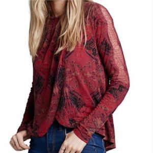 Free People burgundy long sleeve top
